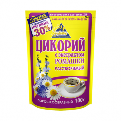 Цикорий растворимый "Здоровье" с экстрактом ромашки, 100 гр. 