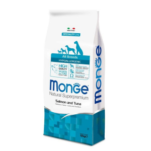 Monge Сухой корм гипоаллергенный для собак всех пород, лосось с тунцом, 12 кг