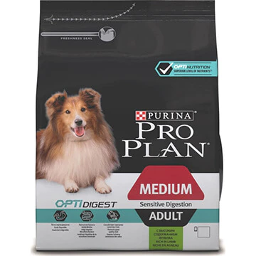 PRO PLAN® OPTIDIGEST® для взрослых собак средних пород с чувствительным пищеварением, с ягненком, 3 кг