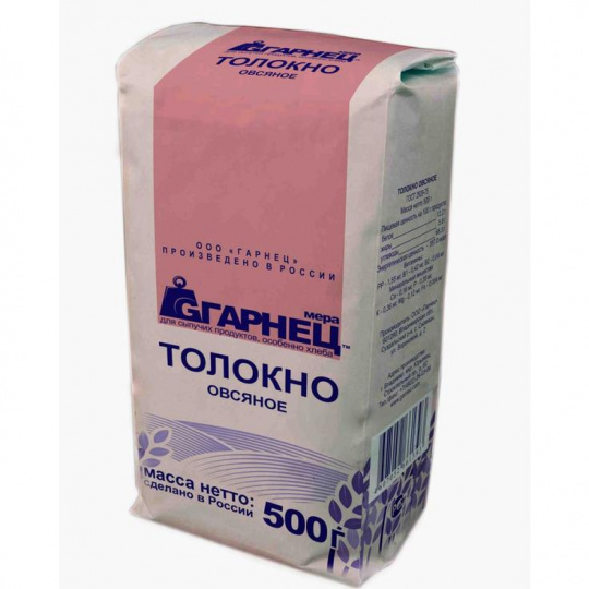 Толокно "Гарнец" овсяное, 500г изображение на сайте Михайловского рынка
