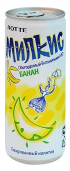 Напиток газированный безалкогольный Lotte Милкис, Банан, 0,33 л